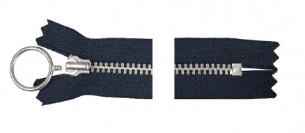 YKK Lynlås Aluminium Fast m/Ring 35cm 4mm Marine